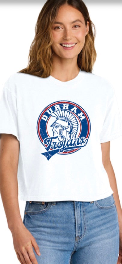 Women's off-White Cropped Tee-Vintage Design