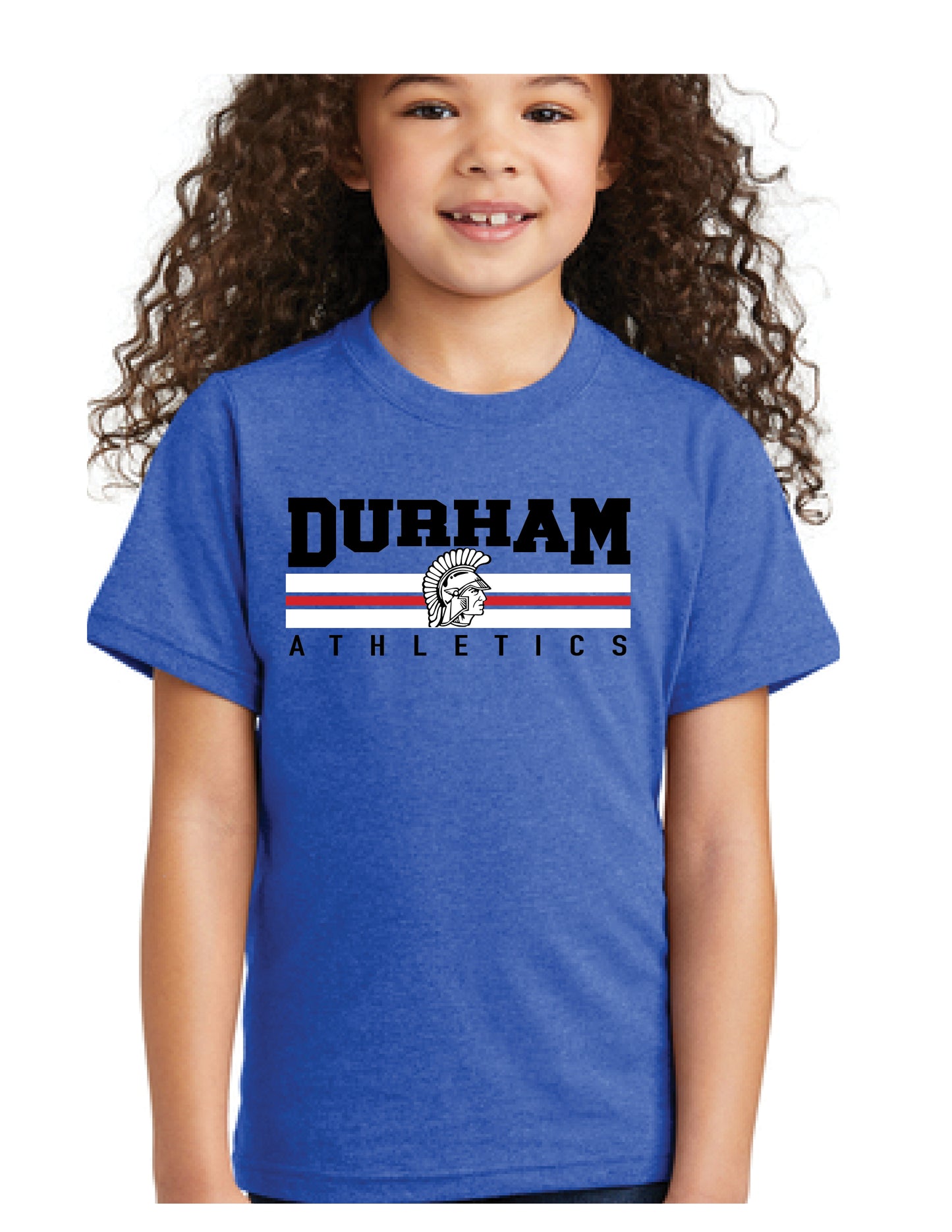 Youth Royal Blue Tee-Durham Athletics Stripe Design