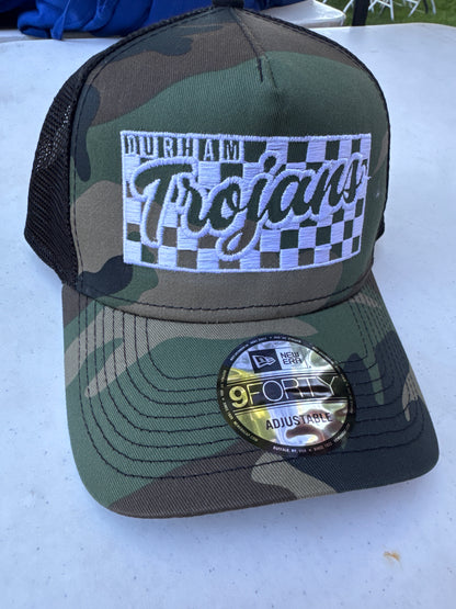 Checkered embroidered hat