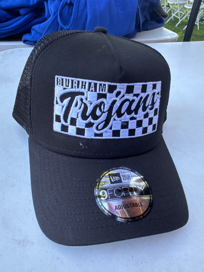 Checkered embroidered hat