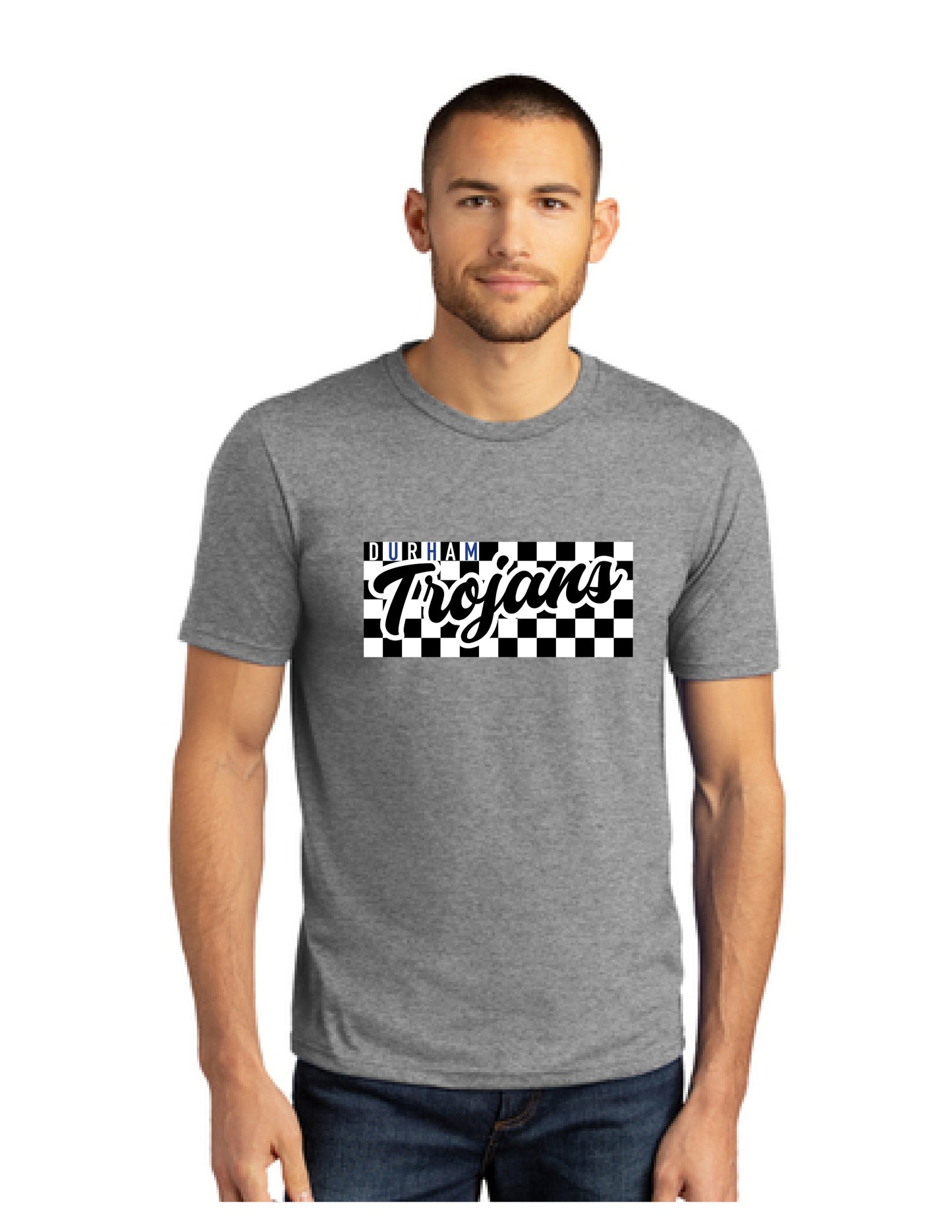 Men's Gray Tee-Checkered Design