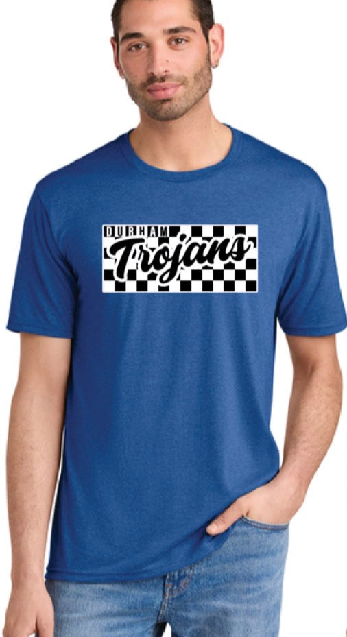 Men's Royal Blue Tee-Durham Checkered Design