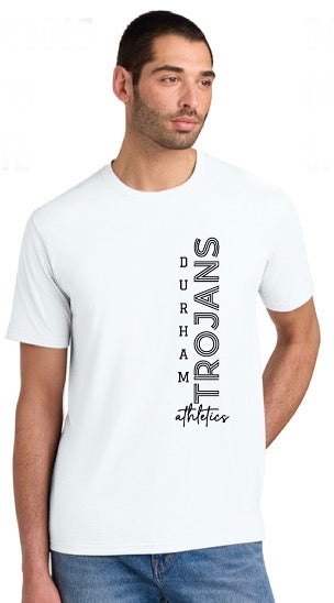Men's White Vertical Trojans Athletics Tee