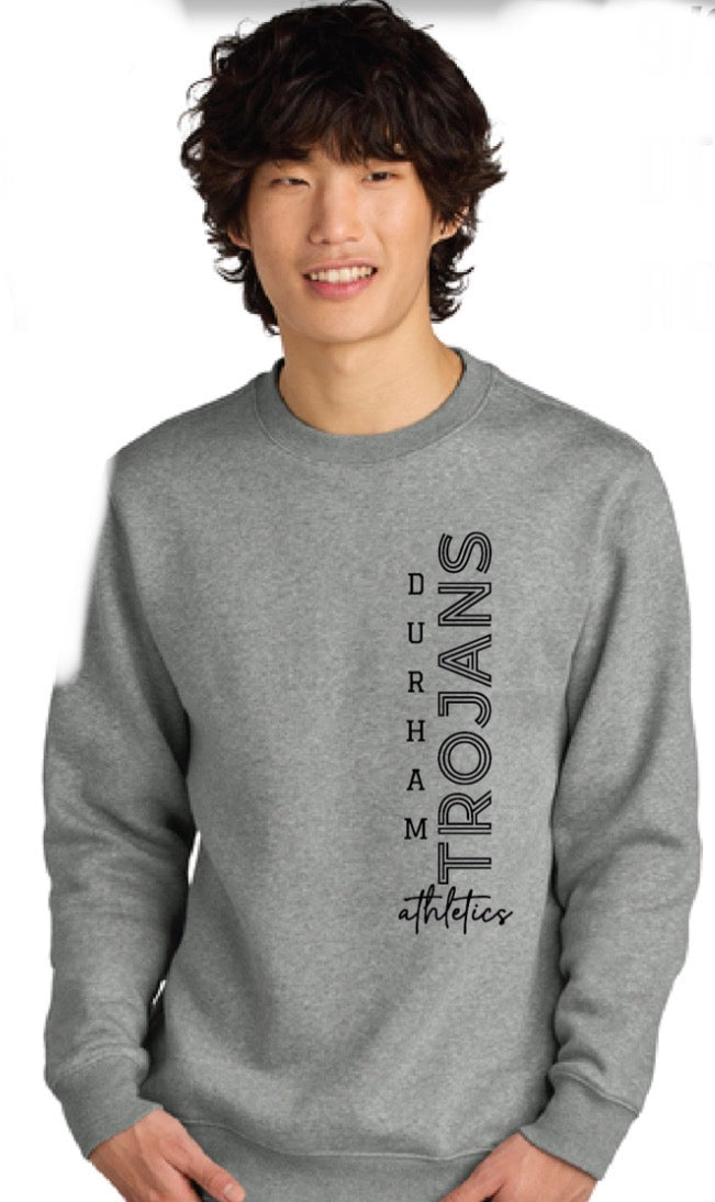 Gray Crewneck-Vertical Durham Trojans