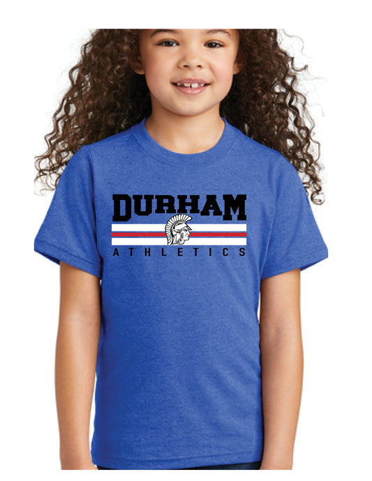 Youth Royal Blue Tee-Durham Athletics Stripe Design