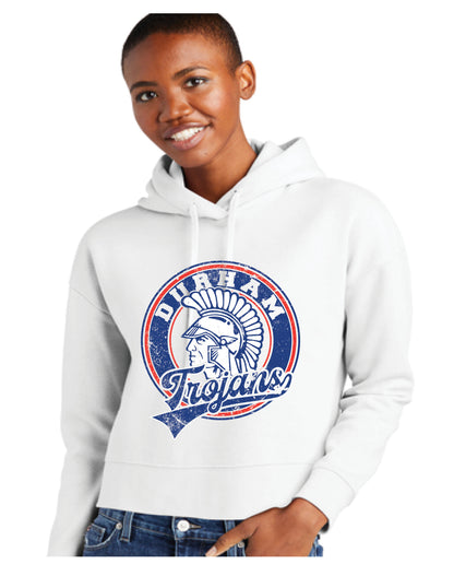 Women's White Cropped Hoodie-Vintage Design