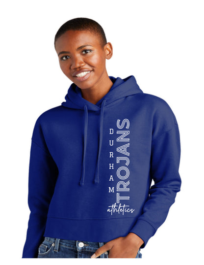 Women's Royal Blue Hoodie-Vertical Trojans Athletics
