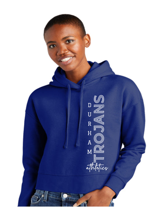 Women's Royal Blue Hoodie-Vertical Trojans Athletics