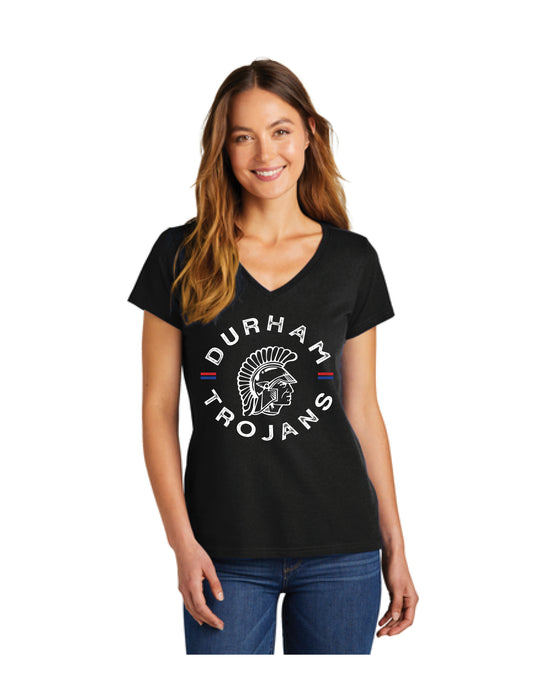Women's Black Durham Trojans V-Neck T-Shirt